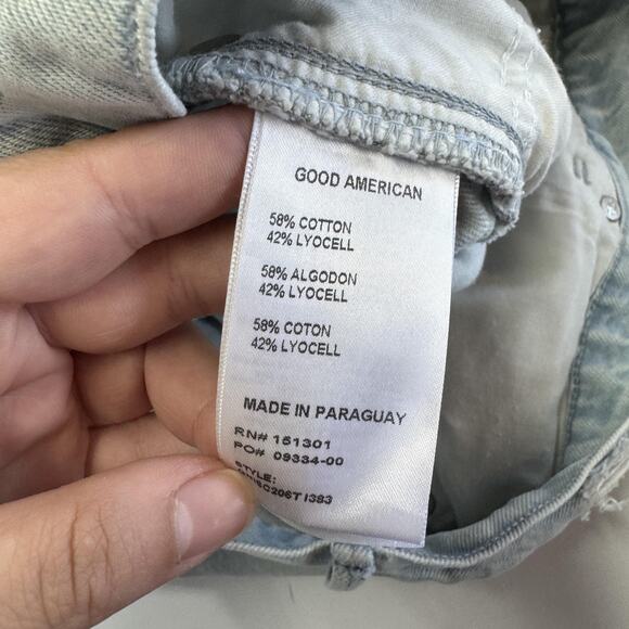 Good American Shorts Womens 16 Distressed Denim Frayed Hem Ripped GNISC206T1383 - Picture 4 of 8